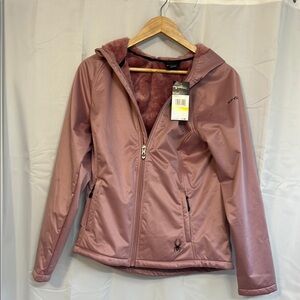 Spyder Pink Ski Jacket with Hood and Full-Length Zipper
